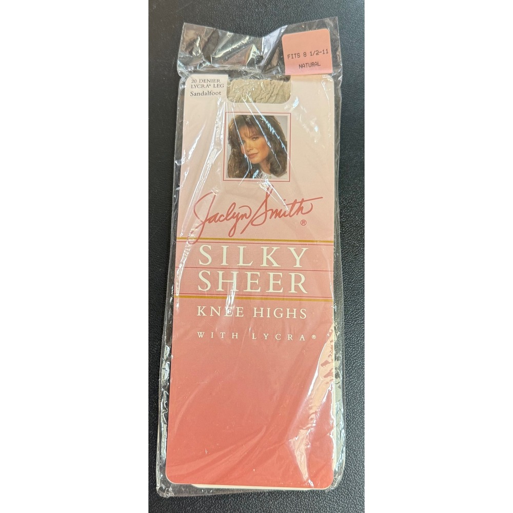 Jaclyn Smith Womens 8.5-11 Knee Highs Natural Silky Sheer Lycra Sandalfoot NEW